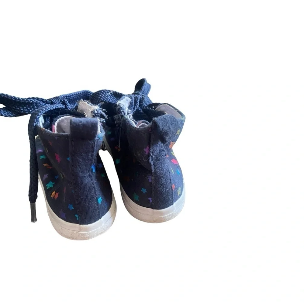 Cat & Jack Girls High Top Navy Blue with Stars Sneakers - Picture 6 of 9